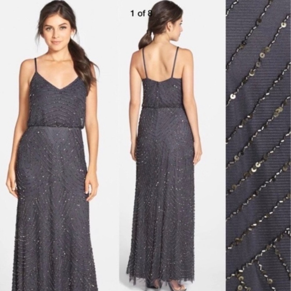 Adrianna Papell Art Deco Beaded Blouson Gown